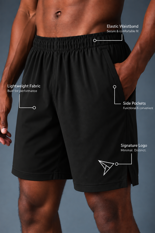 Athletic Black Shorts With Inner