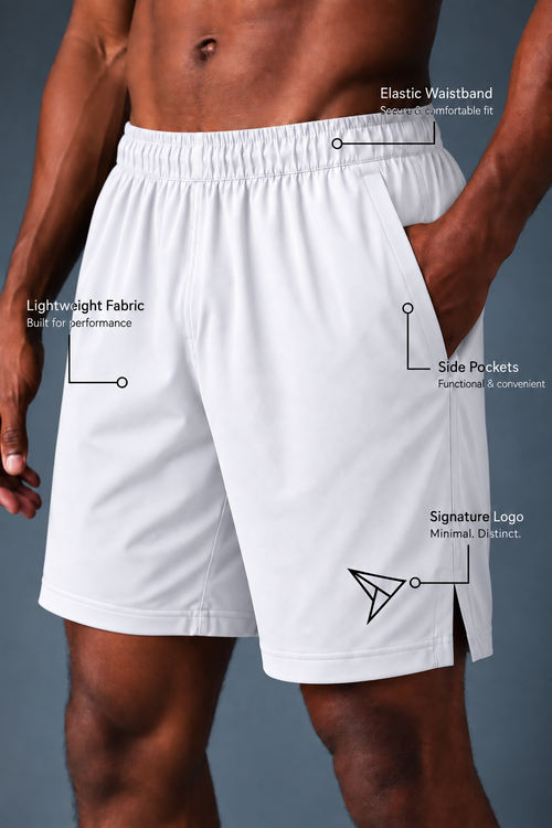 Athletic White Shorts With Inner